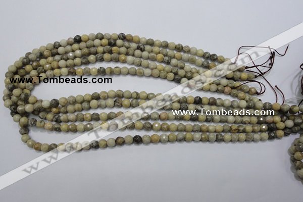 CFA28 15.5 inches 6mm faceted round chrysanthemum agate gemstone beads