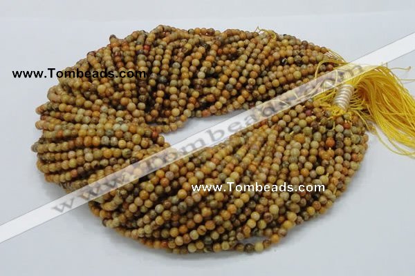 CFA30 15.5 inches 4mm round yellow chrysanthemum agate beads