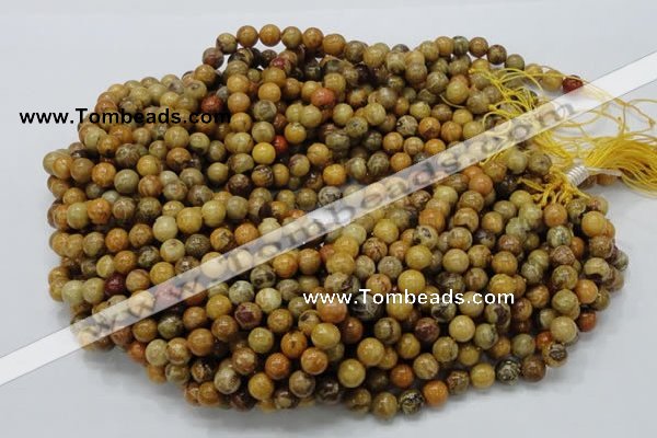 CFA32 15.5 inches 8mm round yellow chrysanthemum agate beads