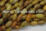 CFA35 15.5 inches 6*10mm rice yellow chrysanthemum agate beads