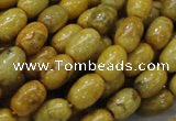 CFA36 15.5 inches 8*12mm rice yellow chrysanthemum agate beads