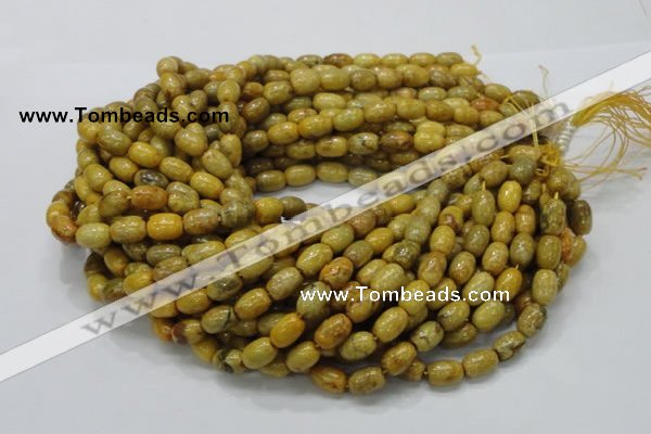 CFA36 15.5 inches 8*12mm rice yellow chrysanthemum agate beads