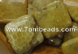 CFA39 15.5 inches 25*25mm square yellow chrysanthemum agate beads