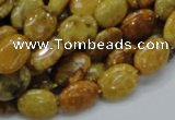 CFA46 15.5 inches 10*14mm oval yellow chrysanthemum agate beads