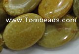 CFA49 15.5 inches 22*30mm oval yellow chrysanthemum agate beads