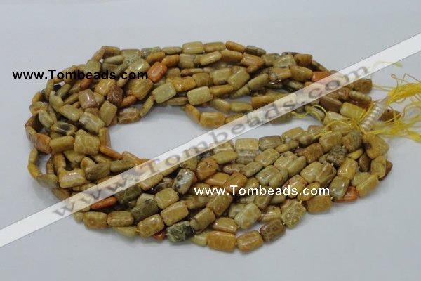 CFA51 15.5 inches 8*12mm rectangle yellow chrysanthemum agate beads