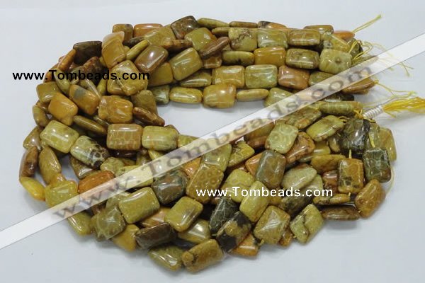 CFA53 15.5 inches 13*18mm rectangle yellow chrysanthemum agate beads