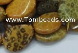 CFA57 18*25mm twisted & flat teardrop yellow chrysanthemum agate beads