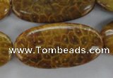 CFA61 15.5 inches 20*40mm oval yellow chrysanthemum agate beads