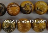 CFA63 15.5 inches 16mm round yellow chrysanthemum agate beads