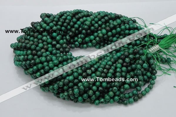 CFA66 15.5 inches 6mm round green chrysanthemum agate beads