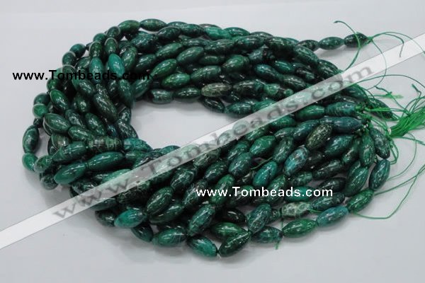 CFA69 15.5 inches 8*17mm rice green chrysanthemum agate beads