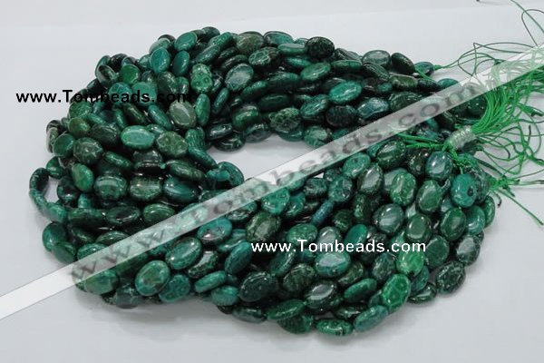 CFA70 15.5 inches 10*14mm oval green chrysanthemum agate beads