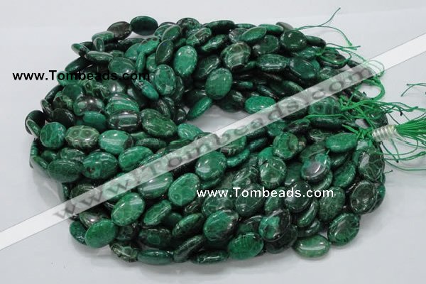 CFA71 15.5 inches 12*18mm oval green chrysanthemum agate beads