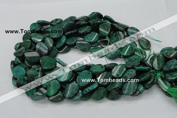 CFA72 15.5 inches 15*20mm twisted oval green chrysanthemum agate beads