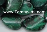 CFA73 15.5 inches 18*25mm twisted oval green chrysanthemum agate beads