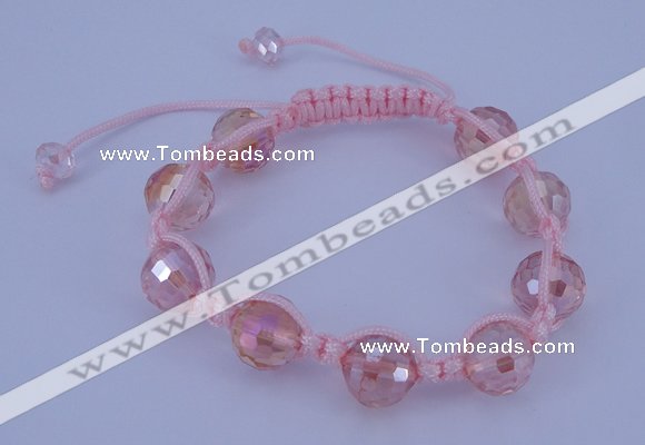 CFB520 12mm faceted round crystal beads adjustable bracelet wholesale