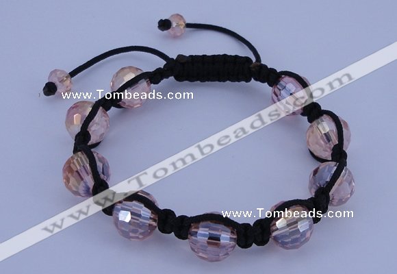 CFB522 12mm faceted round crystal beads adjustable bracelet wholesale