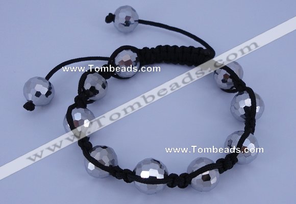 CFB525 12mm faceted round crystal beads adjustable bracelet wholesale