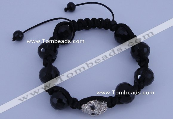 CFB541 14mm faceted round crystal with rhinestone beads bracelet