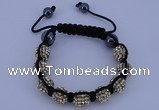 CFB555 10mm round rhinestone with hematite beads adjustable bracelet