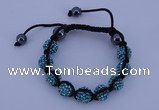 CFB557 10mm round rhinestone with hematite beads adjustable bracelet