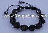 CFB561 12mm round rhinestone with hematite beads adjustable bracelet