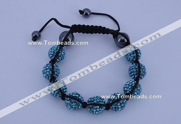 CFB565 12mm round rhinestone with hematite beads adjustable bracelet