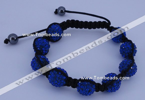 CFB566 12mm round rhinestone with hematite beads adjustable bracelet