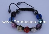 CFB567 12mm round rhinestone with hematite beads adjustable bracelet