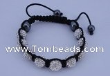 CFB570 10mm round rhinestone with hematite beads adjustable bracelet