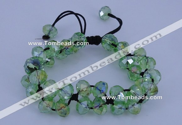 CFB581 8*10mm faceted rondelle crystal beads adjustable bracelet