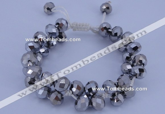 CFB585 8*10mm faceted rondelle crystal beads adjustable bracelet