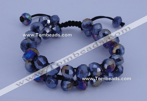 CFB586 8*10mm faceted rondelle crystal beads adjustable bracelet