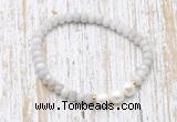 CFB722 faceted rondelle white crazy lace agate & potato white freshwater pearl stretchy bracelet
