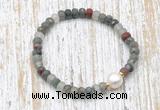 CFB745 faceted rondelle African bloodstone & potato white freshwater pearl stretchy bracelet