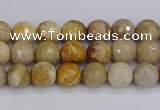 CFC228 15.5 inches 4mm faceted round fossil coral beads