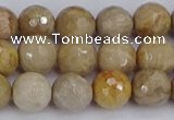 CFC230 15.5 inches 8mm faceted round fossil coral beads