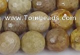 CFC232 15.5 inches 12mm faceted round fossil coral beads