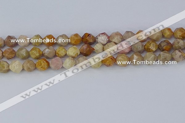 CFC238 15.5 inches 10mm faceted nuggets fossil coral beads