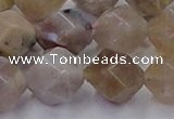 CFC303 15.5 inches 12mm faceted nuggets coral jade beads