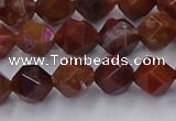 CFC307 15.5 inches 8mm faceted nuggets dyed coral jade beads