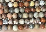 CFC344 15.5 inches 12mm round red fossil coral beads wholesale