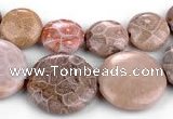 CFC53 15.5 inches flat round coral fossil jasper beads wholesale