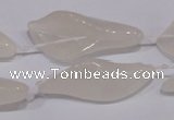 CFG01 15.5 inches 18*38mm carved trumpet flower white jade beads