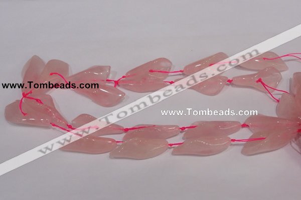 CFG05 15.5 inches 18*38mm carved trumpet flower rose quartz beads