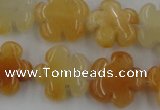 CFG1000 15.5 inches 16mm carved flower yellow jade beads