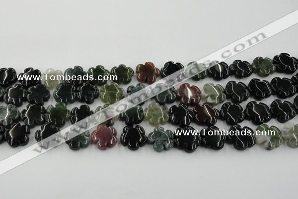 CFG1001 15.5 inches 16mm carved flower Indian Agate beads