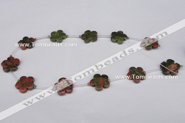 CFG1005 15.5 inches 20mm carved flower unakite gemstone beads