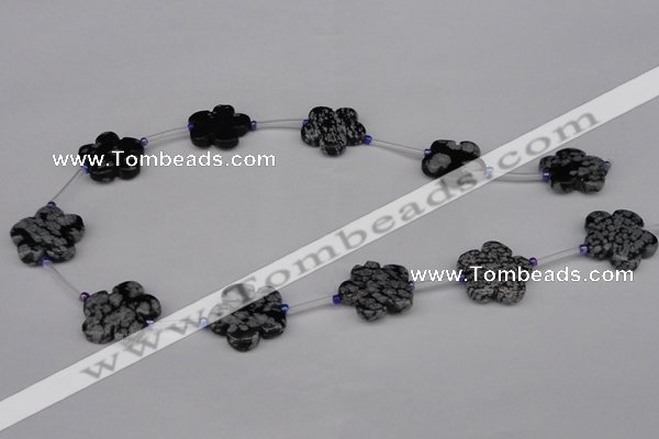 CFG1007 15.5 inches 20mm carved flower snowflake obsidian beads